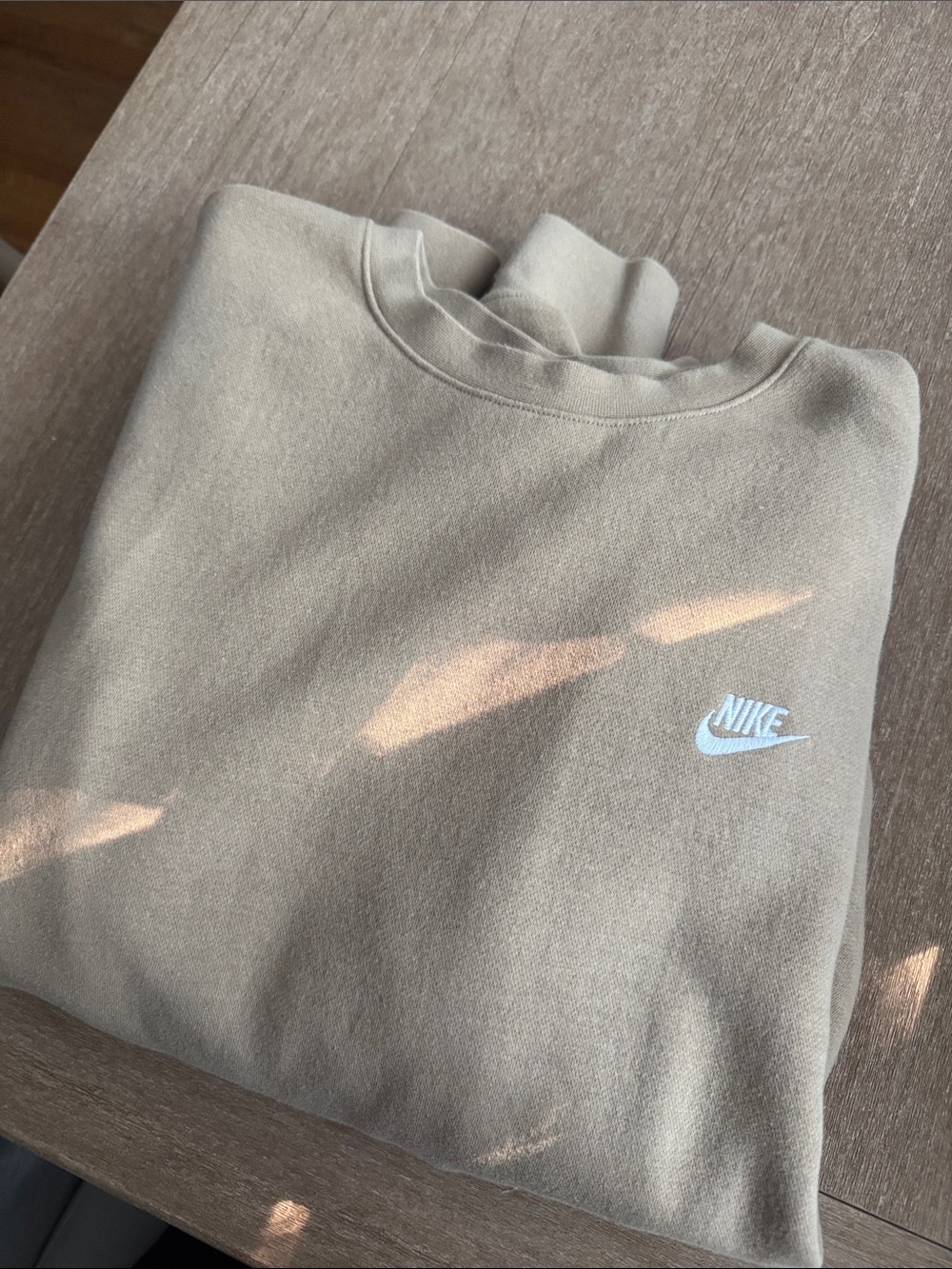 Nike Men’s Crewneck Sweatshirt in Taupe with White Logo